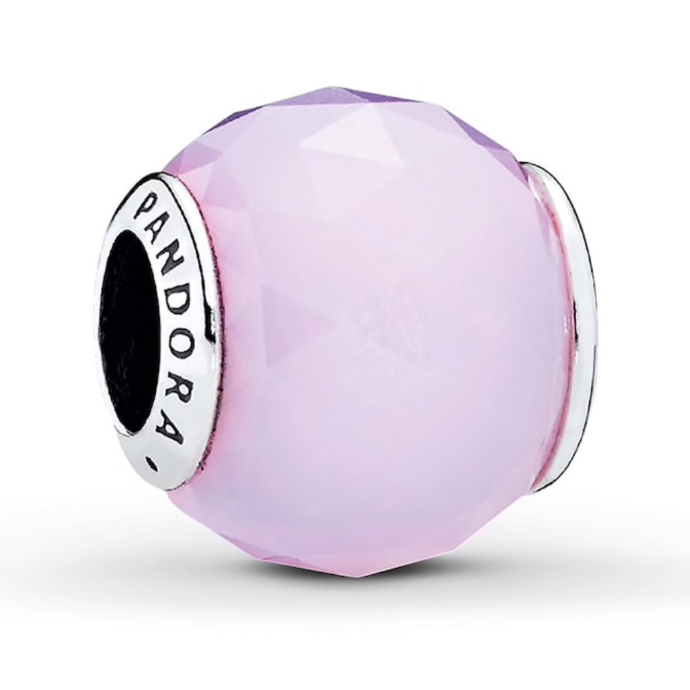 Geometric Facets Charm in Opalescent Pink